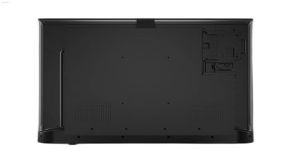 Monitor digital signage Lenovo ThinkVision E65 LFD pe perete cu imagine arhitecturala.