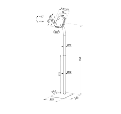 Stand podea NM 7,9"-11" 1kg alb