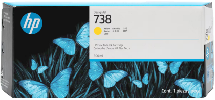 Cartus cerneala original HP 738, culoare yellow designjet ink cartridge, pentru Plotter HP DesignJet T850, T950 printers, capacitate 300ml.