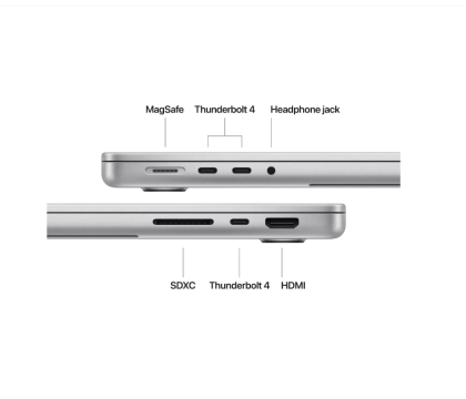 Laptop Apple MacBook Pro 14", Procesor Apple M4, CPU cu 10 nuclee, GPU cu 10 nuclee, 14.2"(3024 x 1964) Liquid Retina XDR 1000nits, ram 32GB, 512GB SSD, tastatura INT, culoare silver, macOS Sequoia