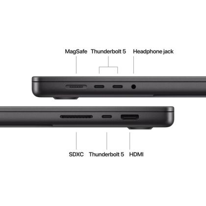 Laptop Apple MacBook Pro 16", Procesor Apple M4 Max, CPU cu 16 nuclee, GPU cu 40 nuclee, 16.2"(3456 x 2234) Retina 1000nits, ram 128GB, 1TB SSD, tastatura INT, culoare space black, macOS Sequoia