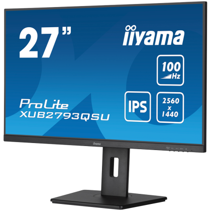 IIYAMA Prolite XUB2793QSU-B7 Business Monitor - 68.65 cm (27''), WQHD (2560x1440), IPS LED, 100Hz, 300 cd/m², matte / black