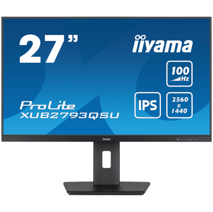 IIYAMA Prolite XUB2793QSU-B7 Business Monitor - 68.65 cm (27''), WQHD (2560x1440), IPS LED, 100Hz, 300 cd/m², matte / black