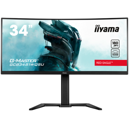 IIYAMA Monitor GCB3481WQSU-B1 Gaming 34" VA Curved 3440 x 1440 @180Hz  21:9 420 cd/m² 4000:1 0.4ms 2xHDMI USB Hub height, tilt