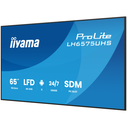 yama ProLite LH6575UHS-B2AG 65" Diagonal Class (64.5" viewable) LED-backlit LCD display digital signage  built-in media player SDM Slot PC 4K UHD (2160p) 3840 x 2160 black matte