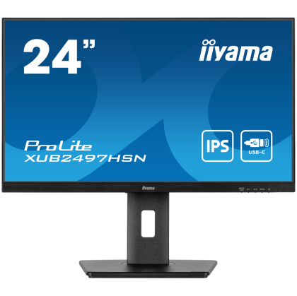 IIYAMA Monitor LED XUB2497HSN-B2 23.8" IPS 1920 x 1080 @100Hz 16:9 300 cd/m² 1300:1 1ms HDMI DP USB-C Docking 65W, RJ45, height, swivel, tilt, pivot (rotation both sides) Speakers