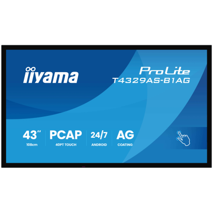 Iiyama T4329AS-B1AG, INTERACTIVE FLAT panel, 108 cm (42.5"), LED, 3840 x 2160  WI-FI, 24/7