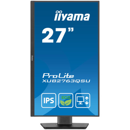 IIYAMA Monitor LED XUB2763QSU-B1 27” IPS QHD panel with B energy class 2560 x 1440 @100Hz  350 cd/m² 1500:1 2ms HDMI DP USB Full Ergo