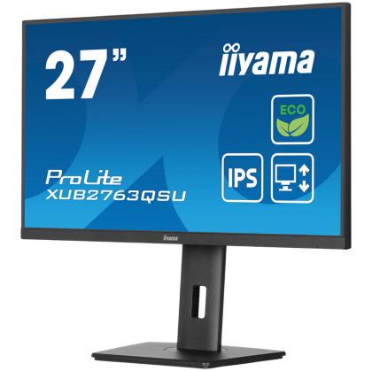 IIYAMA Monitor LED XUB2763QSU-B1 27” IPS QHD panel with B energy class 2560 x 1440 @100Hz  350 cd/m² 1500:1 2ms HDMI DP USB Full Ergo