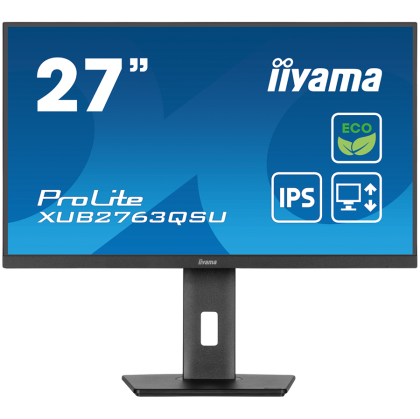 IIYAMA Monitor LED XUB2763QSU-B1 27” IPS QHD panel with B energy class 2560 x 1440 @100Hz  350 cd/m² 1500:1 2ms HDMI DP USB Full Ergo
