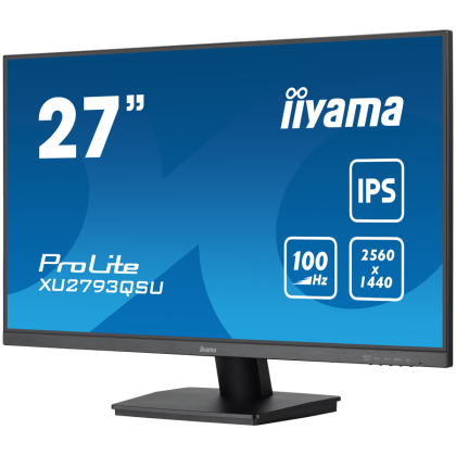 IIYAMA Monitor LED XU2793QSU-B7 27" IPS 2560 x 1440 @100Hz 16:9 300 cd/m²  1300:1 1ms HDMI DP USB Hub 3.2 Tilt