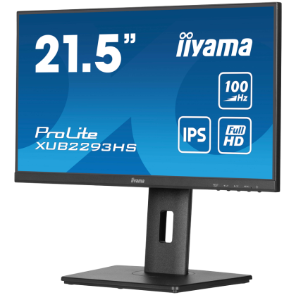 IIYAMA Monitor LED XUB2293HS-B6 21.5" IPS 1920 x 1080 @100Hz 16:9 250 cd/m² 1000:1 1ms HDMI DP USB Hub height, swivel, tilt, pivot (rotation both sides)