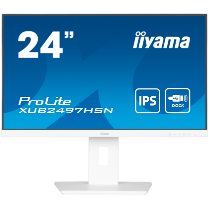 IIYAMA Monitor LED XUB2497HSN-W2 23.8" IPS 1920 x 1080 @100Hz 16:9 300 cd/m² 1300:1 1ms HDMI DP USB-C 65W RJ45 height, swivel, tilt, pivot (rotation both sides)