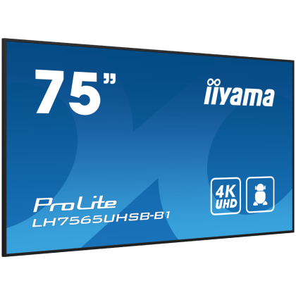 IIYAMA LFD LH7565UHSB-B1 74.5" 3840x2160 16:9 800cd 1200:1 Android 11 OS, iiSignage2, FailOver, EShare 24/7 landscape, portrait