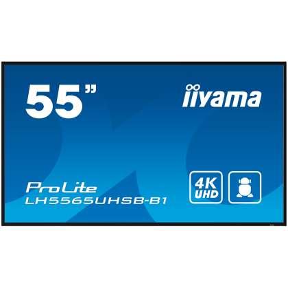 IIYAMA LFD LH5565UHSB-B1 55" Vivid-Bright Display 4K 800cd/m² 3840 x 2160 @60Hz 1200:1 8ms Android 11 OS, iiSignage2, FailOver, EShare landscape, portrait