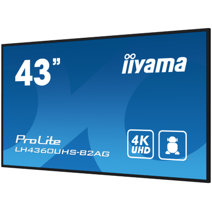 IIYAMA LFD LH4360UHS-B2AG 42.5" VA 3840 x 2160 @60Hz  	500 cd/m² 5000:1 8.5ms Android 11 OS, iiSignage², FailOver, EShare landscape, portrait 3y