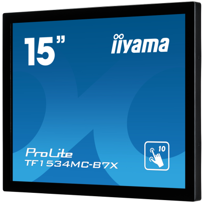 15" PCAP Bezel Free 10P Touch, 1024x768, Anti-Fingerprint coating, VGA, DisplayPort, HDMI, 330cd/m2 (with touch), Through Glass (Gloves), USB Interface, External Power Adapter, MultiTouch with supported OS, Open frame model, IP65 front