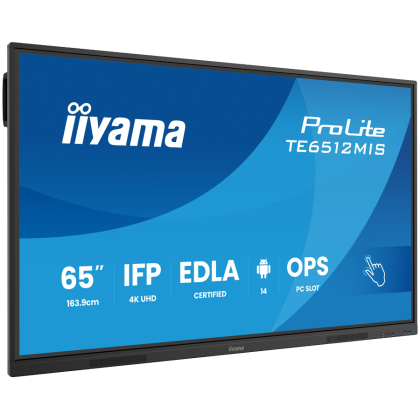 Iiyama ProLite TE6512MIS-B4AG 65" Diagonal Class LED-backlit LCD display interactive digital signage (multi touch) / optional slot-in PC capability 4K UHD (2160p) 3840 x 2160 Direct LED matte black (