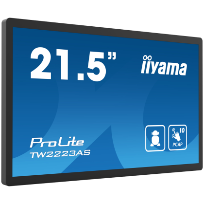 IIYAMA Monitor TW2223AS-B2 21.5” Full HD PCAP 10pt interactive Touch Panel Android VA 1920 x 1080 400 cd/m² 18ms projective capacitive Android 12 with GMS