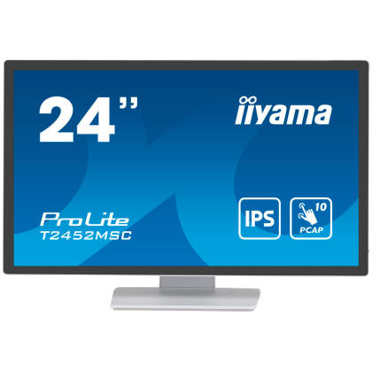 Iiyama ProLite T2452MSC-W1 - LED monitor24" (23.8" viewable) touchscreen 1920 x 1080 Full HD (1080p) IPS 400 cd/m² 1000:1 14 ms HDMI DisplayPort speakers white