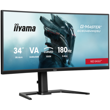 IIYAMA Monitor LED GCB3484WQSU-B1 34" VA 1500R 3440 x 1440 180Hz 21:9 500 cd 4000:1 0.4ms HDMI DP USB HUB Full Ergo
