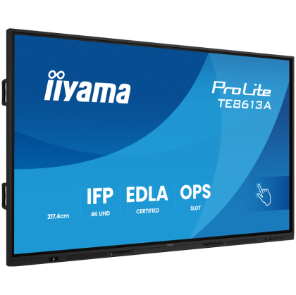 Iiyama ProLite TE8613A-B1AG - 86" Diagonal Class (85.6" iewable) LED-backlit LCD display interactive digital signage with touchscreen (multi touch) / optional slot-in PC capability 4K UHD (2160p) 3840 x 2160 black matte finish