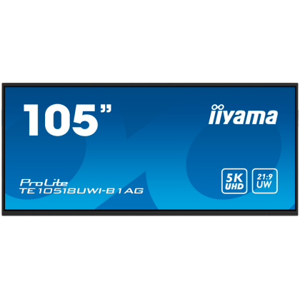 105" UW5K 5120x2160 VA, Anti-Glare, 40-Points Touch, 450cd/m2, Metal, Fan-less, SP 2x 16W + 16W subwoofer, Mic Array 8x, HDMI 4x, HDMI-out, USB-C 2x up to 100W PD, mini-jack, S/PDIF, LAN 2x, RS232C, iiWare,WiFi/BT, VESA 1000x400, OPC slot, Android 13