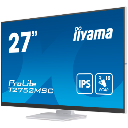 Iiyama ProLite T2752MSC-W1 - LED monitor27" touchscreen 1920 x 1080 Full HD (1080p) @ 60 Hz IPS 400 cd/m² 1000:1 5 ms HDMI DisplayPort speakers white matte