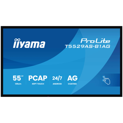 T5529AS-B1AG - IIYAMA 55" All-In-One Interactive Display with Android 14 OS, Zero Gap Air Bonding - DeepContrast PCAP, 20-Points Touch Screen,