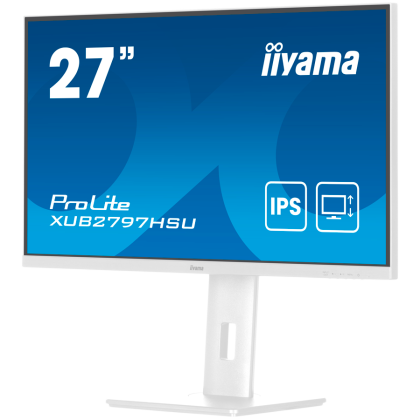 27" WHITE IPS-panel, 1920x1080@100Hz, 300cd/m2, 15cm Height Adj. Stand, Speakers, HDMI, DisplayPort, 1ms (MPRT), USB 2x2.0, dual monitor setup with XUB2797HSN-W2
