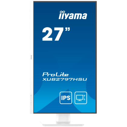 27" WHITE IPS-panel, 1920x1080@100Hz, 300cd/m2, 15cm Height Adj. Stand, Speakers, HDMI, DisplayPort, 1ms (MPRT), USB 2x2.0, dual monitor setup with XUB2797HSN-W2