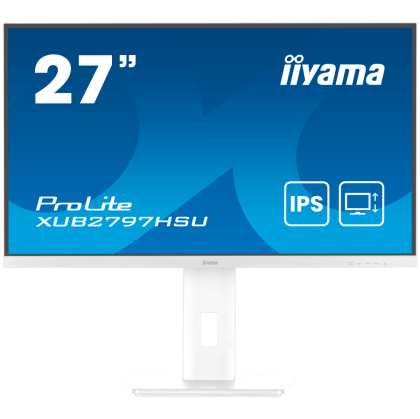 27" WHITE IPS-panel, 1920x1080@100Hz, 300cd/m2, 15cm Height Adj. Stand, Speakers, HDMI, DisplayPort, 1ms (MPRT), USB 2x2.0, dual monitor setup with XUB2797HSN-W2