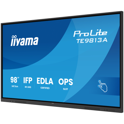 IIYAMA LFD Interactive TE9813A-B1AG 98" Google EDLA Certified IFP IPS 4K 450 cd PureTouch-IR iiWare 21E (Android 14 OS) featuring Google EDLA, iiControl (DMS), WhiteBoard, web browser, file manager, cloud drives and iiShare