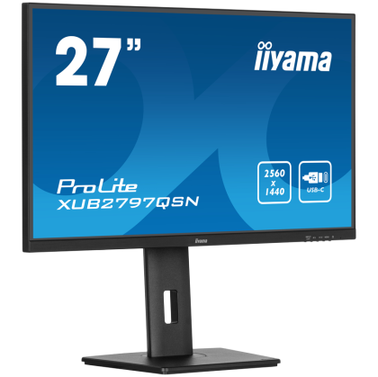 IIYAMA Monitor LED XUB2797QSN-B2 27" IPS 2560 x 1440 @100Hz 300 cd/m² 1300:1 1ms HDMI DP USB-C 65W RJ45 Daisy Chain USB Hub 3.2 height, swivel, tilt, pivot (rotation both sides), 3-side borderless design, matte finish