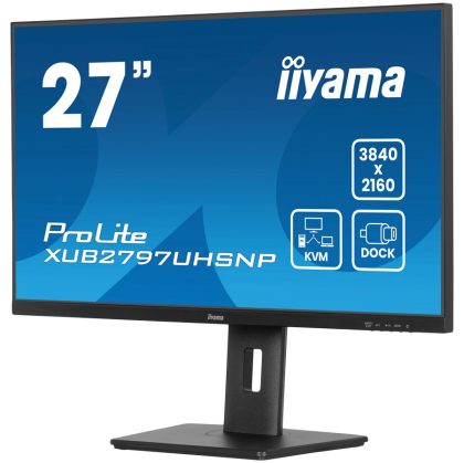 27" IPS-panel, 3840x2160 UHD, USB-C Dock (96W PD, LAN, DP-OUT, USB 3x3.2+1xC(15W)), 4ms, 15cm height adj. stand, 350cd/m2, HDMI, DisplayPort, Speakers
