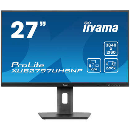 27" IPS-panel, 3840x2160 UHD, USB-C Dock (96W PD, LAN, DP-OUT, USB 3x3.2+1xC(15W)), 4ms, 15cm height adj. stand, 350cd/m2, HDMI, DisplayPort, Speakers