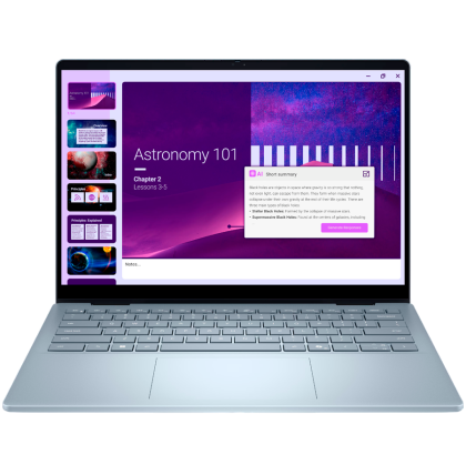 Laptop Dell 14 Plus 2-in-1, Procesor Intel Core Ultra 9 288V up to 5.1GHz, 14" FHD+ (1920x1200) IPS anti-glare 300nits, touch, ram 32GB on board 8533MHz LPDDR5x, 1TB SSD M.2 PCIe NVMe, Intel® Arc graphics, culoare Ice Blue, Windows11 Pro