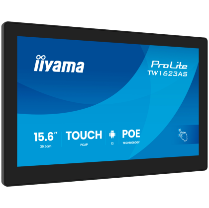 IIYAMA Touch Monitor TW1623AS-B3P 15.6" PCAP 10pt touchscreen PC with Android, PoE Technology and iiSignage