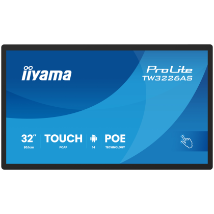 Iiyama PROLITE TW3226AS-B3P Android PC  PCRK3576 RAM 4 GB SSD 32GB Mali-G52 Gigabit ETH IEEE 802.11ax WI-Fi 6 BT Android 14 FHD TOUCH BLACK