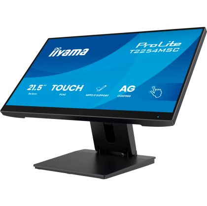 Iiyama ProLite T2254MSC-B2AG - LED monitor 22 inch 21.5 inch viewable touchscreen 1920 x 1080 Full HD 1080p 100 Hz IPS 300 cd m2 1300 1 4 ms HDMI DisplayPort speakers matte black T2254MSC-B2AG
