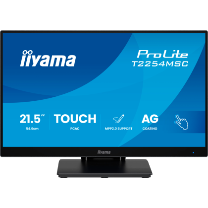 Iiyama ProLite T2254MSC-B2AG - LED monitor 22 inch 21.5 inch viewable touchscreen 1920 x 1080 Full HD 1080p 100 Hz IPS 300 cd m2 1300 1 4 ms HDMI DisplayPort speakers matte black T2254MSC-B2AG