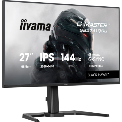27" IPS Gaming, G-Master Black Hawk, G-SYNC Compatible, 2560x1440 144Hz, 300cd/m2, HDMI, DisplayPort, 1ms MPRT, Adaptive Sync, Speakers, USB 2x2.0, Black Tuner, 15cm Height Adjust Stand