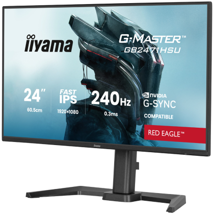IIYAMA Gaming Monitor GB2471HSU-B1 G-MASTER 23.8" Fast IPS 1920 x 1080 240Hz, 350cd, 0.3ms, HDMI, DP, USB, Full Ergo