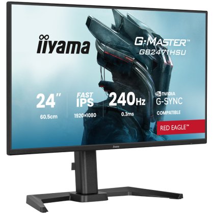 IIYAMA Gaming Monitor GB2471HSU-B1 G-MASTER 23.8" Fast IPS 1920 x 1080 240Hz, 350cd, 0.3ms, HDMI, DP, USB, Full Ergo