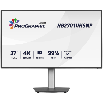 IIYAMA 27" IPS BLACK 2.0 panel, 3840x2160 UHD, DCI-P3 99%, Pantone Certified, Delta E 2, USB-C Dock (LAN 96W PD DP-OUT), 4ms, 15cm height adj. stand, 450cd/m2, CR 3000:1, HDMI, DisplayPort, Speakers, USB HUB (3x 3.2+1xC)