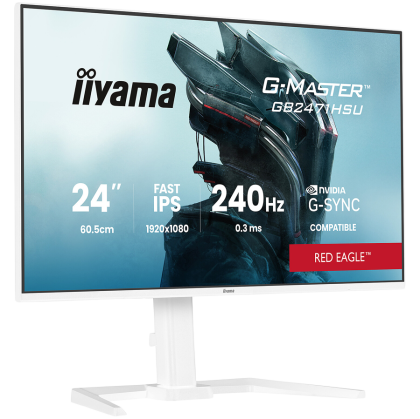 24" WHITE Fast IPS Gaming, G-Master Red Eagle, G-SYNC Compatible, 1920x1080 at 240Hz, 350cd/m2, 2x HDMI, DisplayPort, 0.4ms MPRT, Speakers, USB hub 1x3.2 1x USB-C, Black Tuner, 15cm height adjustable stand