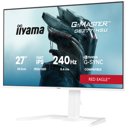 27" WHITE Fast IPS Gaming, G-Master Red Eagle, G-SYNC Compatible, 1920x1080 at 240Hz, 350cd/m2, 2x HDMI, DisplayPort, 0.4ms MPRT, Speakers, USB hub 1x3.2 1x USB-C, Black Tuner, 15cm height adjustable stand