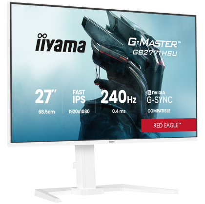 27" WHITE Fast IPS Gaming, G-Master Red Eagle, G-SYNC Compatible, 1920x1080 at 240Hz, 350cd/m2, 2x HDMI, DisplayPort, 0.4ms MPRT, Speakers, USB hub 1x3.2 1x USB-C, Black Tuner, 15cm height adjustable stand
