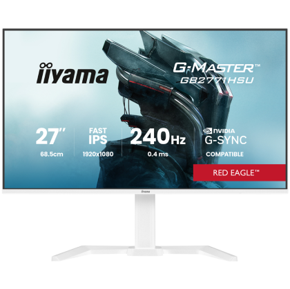 27" WHITE Fast IPS Gaming, G-Master Red Eagle, G-SYNC Compatible, 1920x1080 at 240Hz, 350cd/m2, 2x HDMI, DisplayPort, 0.4ms MPRT, Speakers, USB hub 1x3.2 1x USB-C, Black Tuner, 15cm height adjustable stand