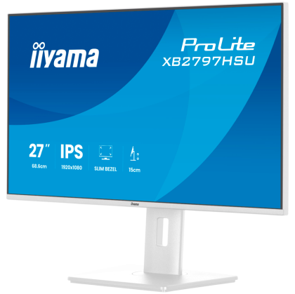 IIYAMA Prolite XB2797HSU-W1 Business Monitor - 68.6 cm (27"), FULL HD (1920x1080), IPS LED, 120Hz, 350 cd/m², matte / white